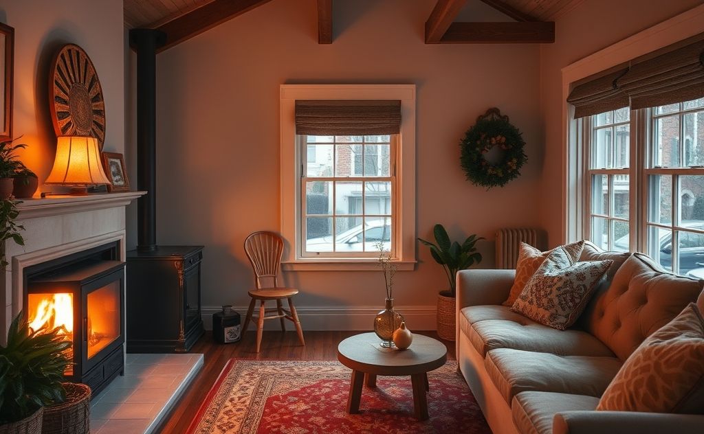 A cozy home with a warm glow from a heating system in Boston.