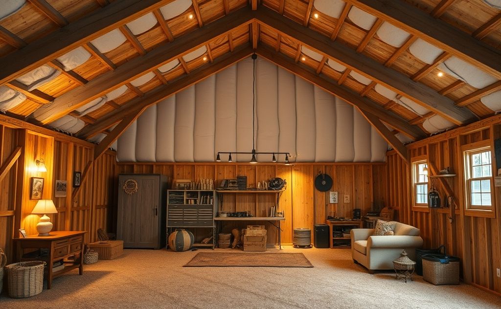 A cozy pole building with effective insulation and a warm interior.