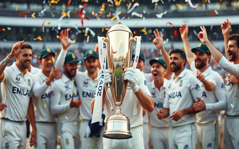 Cricket trophy celebration