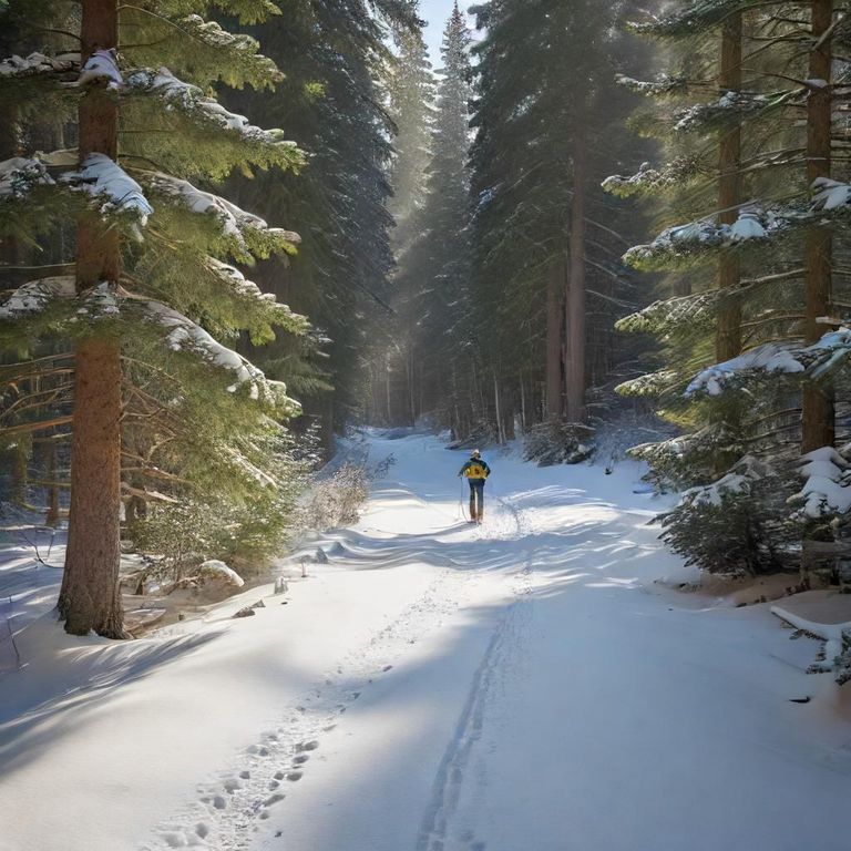 Ski image generated from prompt: cross-country skiing through a forest