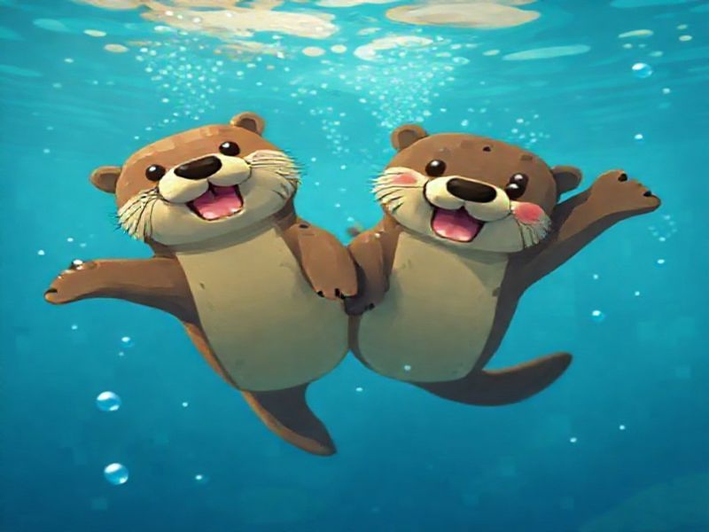 Lontras Fofas Aquáticas