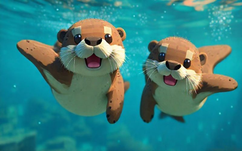 Lontras Fofas Aquáticas