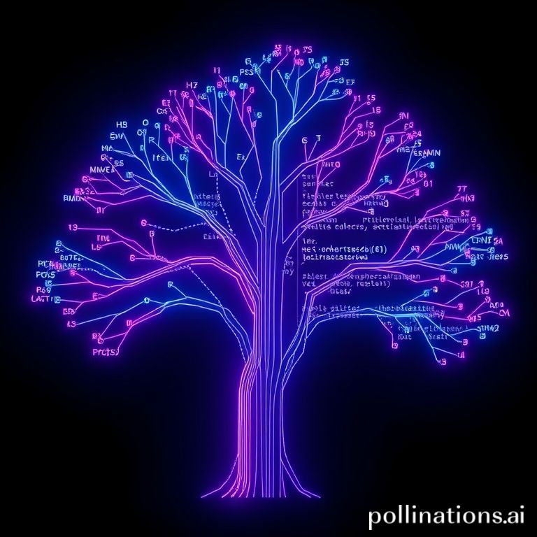 A glowing Abstract Syntax Tree (AST) representing the structure of source code.