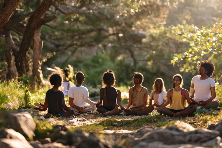 Group meditation in nature