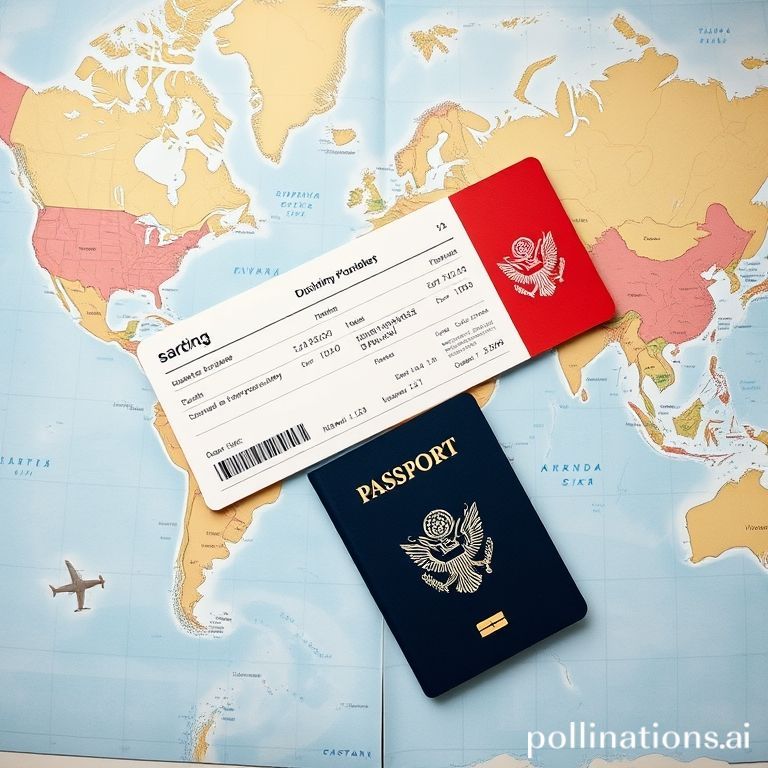 Ilustrasi tiket pesawat dan paspor