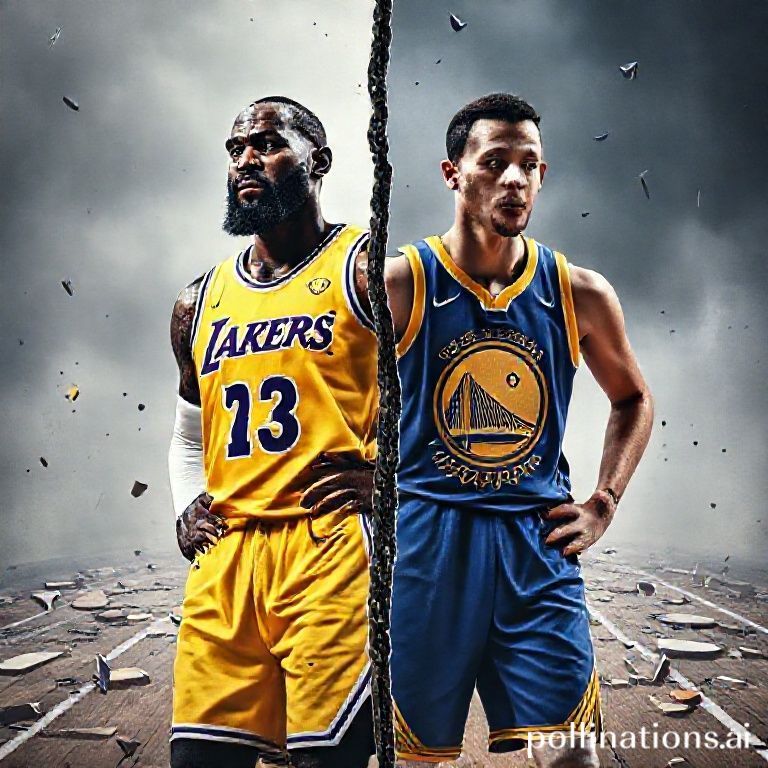 LeBron James Warriors Trade - Dramatic split image of LeBron James and Stephen Curry