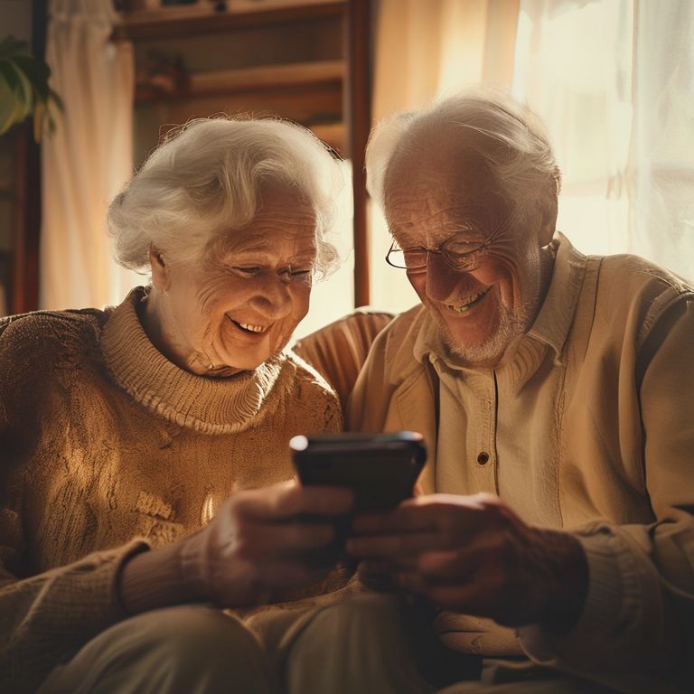 Seniors using healthcare technology