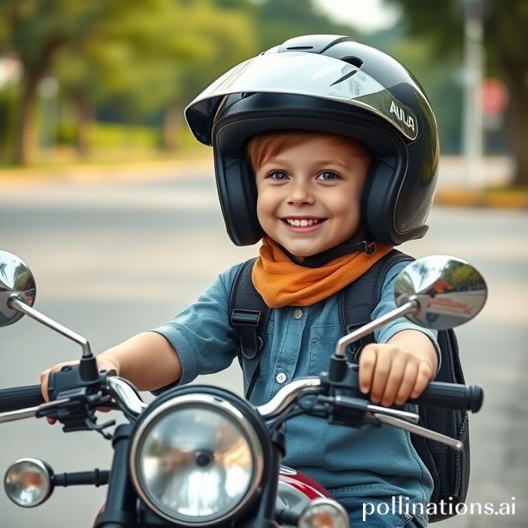 Anak SD dijemput motor berhelm