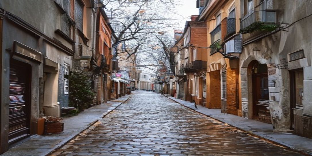 European Christmas market with traditional winter festival atmosphere