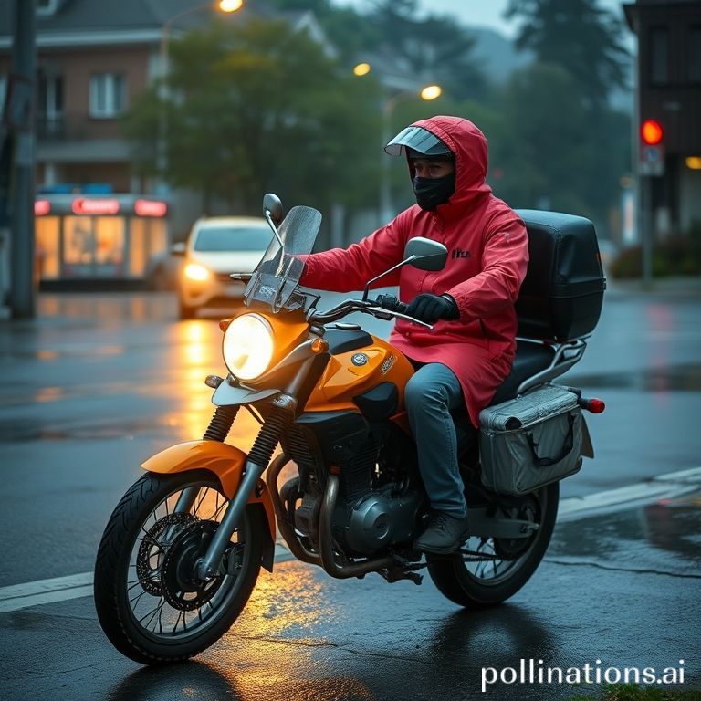 Jemput les sore dengan jas hujan