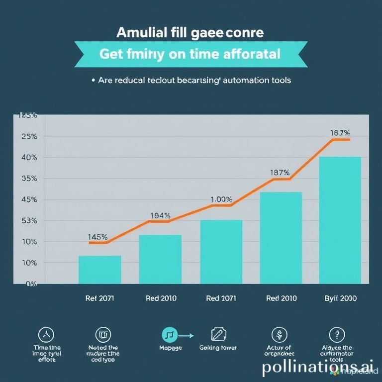 Un gráfico de barras que muestra la reducción de tiempo, esfuerzo y costo gracias al uso de herramientas de automatización. El gráfico es limpio y profesional, con una estética de infografía moderna. Una mano virtual señala un punto de optimización en el gráfico.
