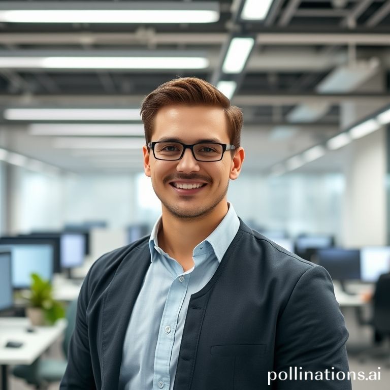 Un consultor de automatización, con una camisa elegante y una sonrisa amigable, está de pie frente a una pizarra blanca llena de diagramas de flujo y notas, interactuando con dos clientes que lo escuchan atentamente. El ambiente de la oficina es moderno y profesional. El estilo es nítido y enfocado.