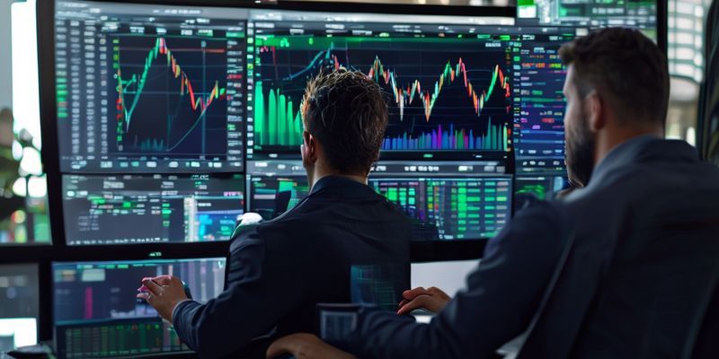 A professional Forex trader explaining market, limit, and stop orders on a trading platform to illustrate order types for beginners.