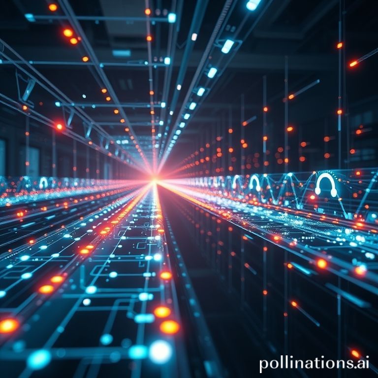 A futuristic holographic interface displaying a complex data analysis pipeline with glowing nodes.