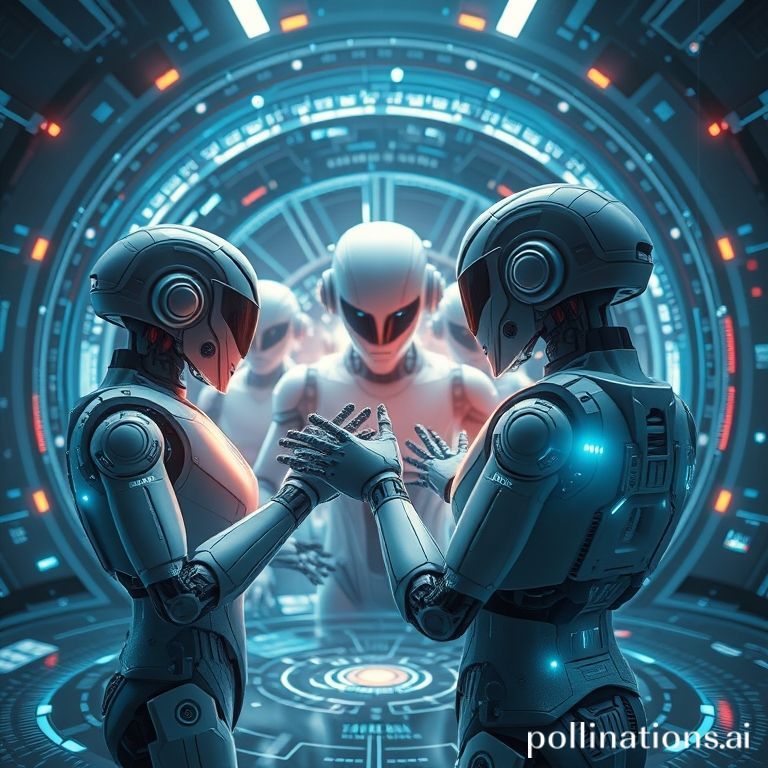 A futuristic scene depicting multiple specialized AI agents working together around a complex holographic project, symbolizing multi-agent systems.