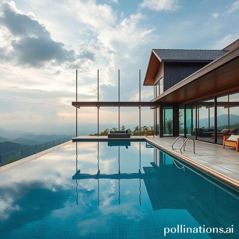 Villa kaca dengan kolam hangat