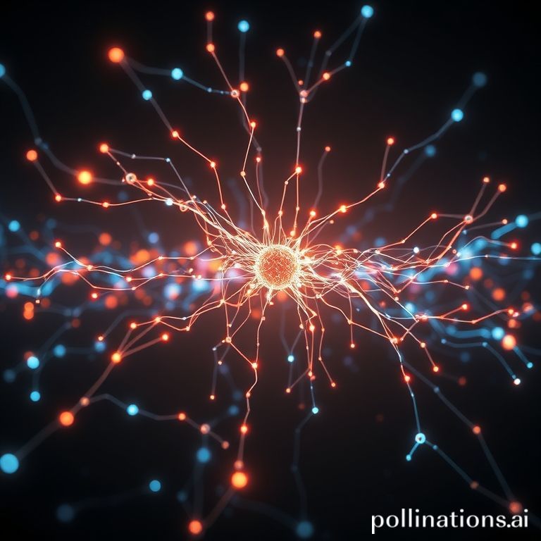 An abstract visualization of a transformer model's neural network architecture.
