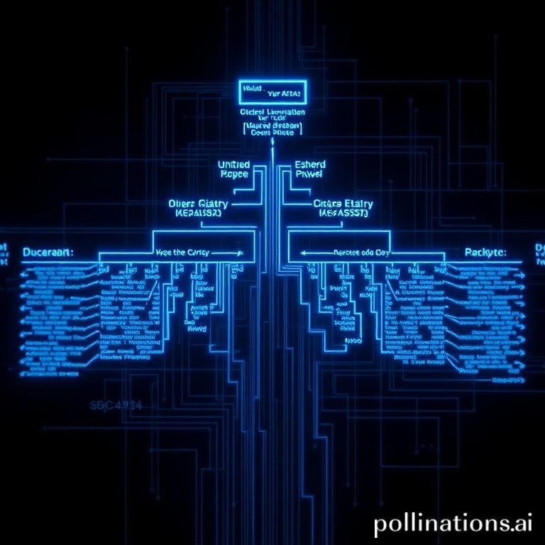 A holographic blueprint showing a hierarchical data structure.