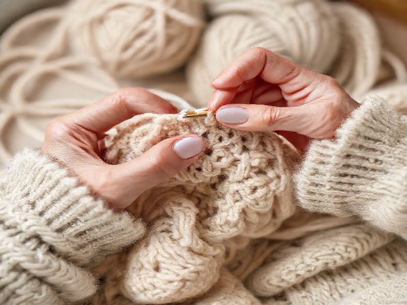 Hands crocheting