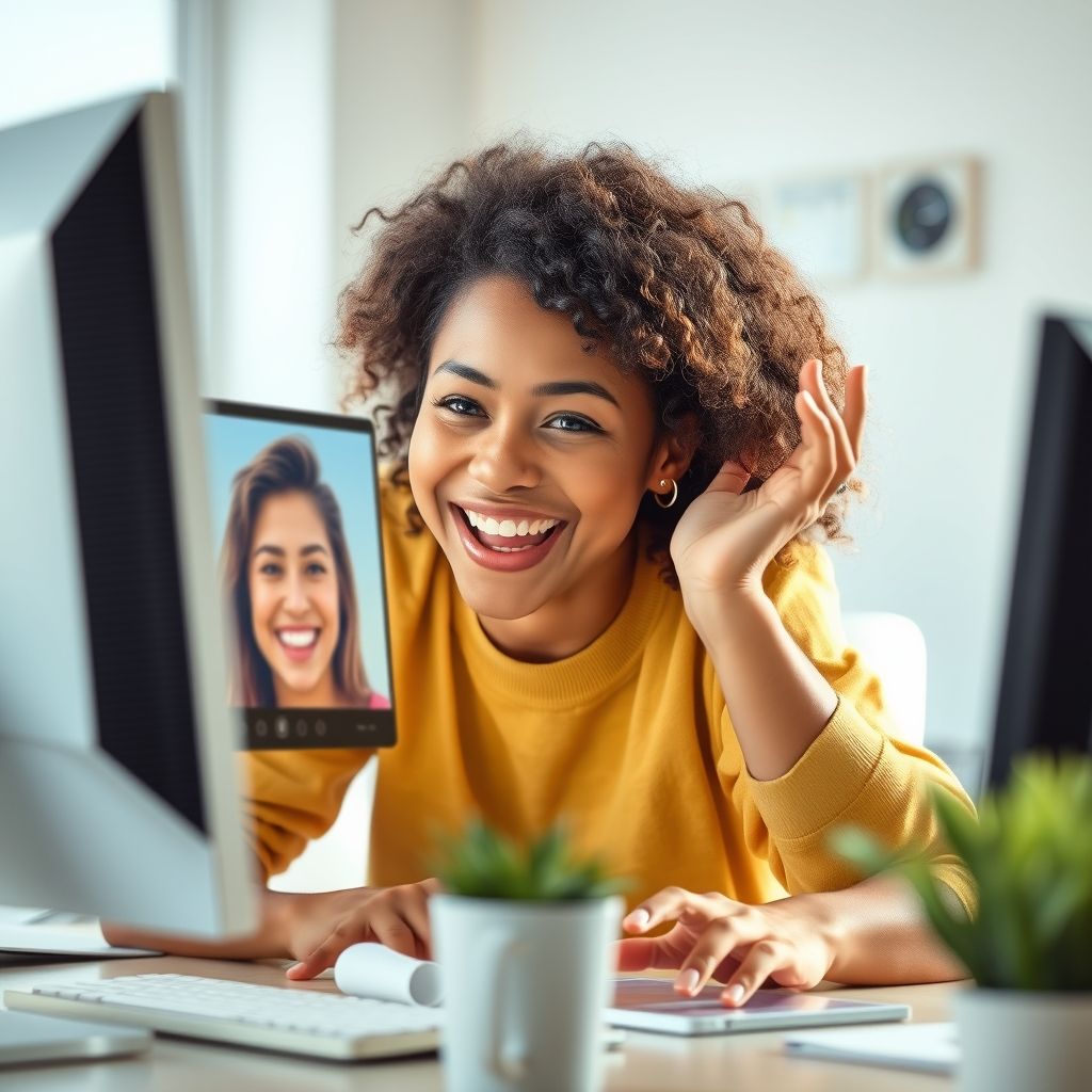 Happy person understanding ai video generator with my face