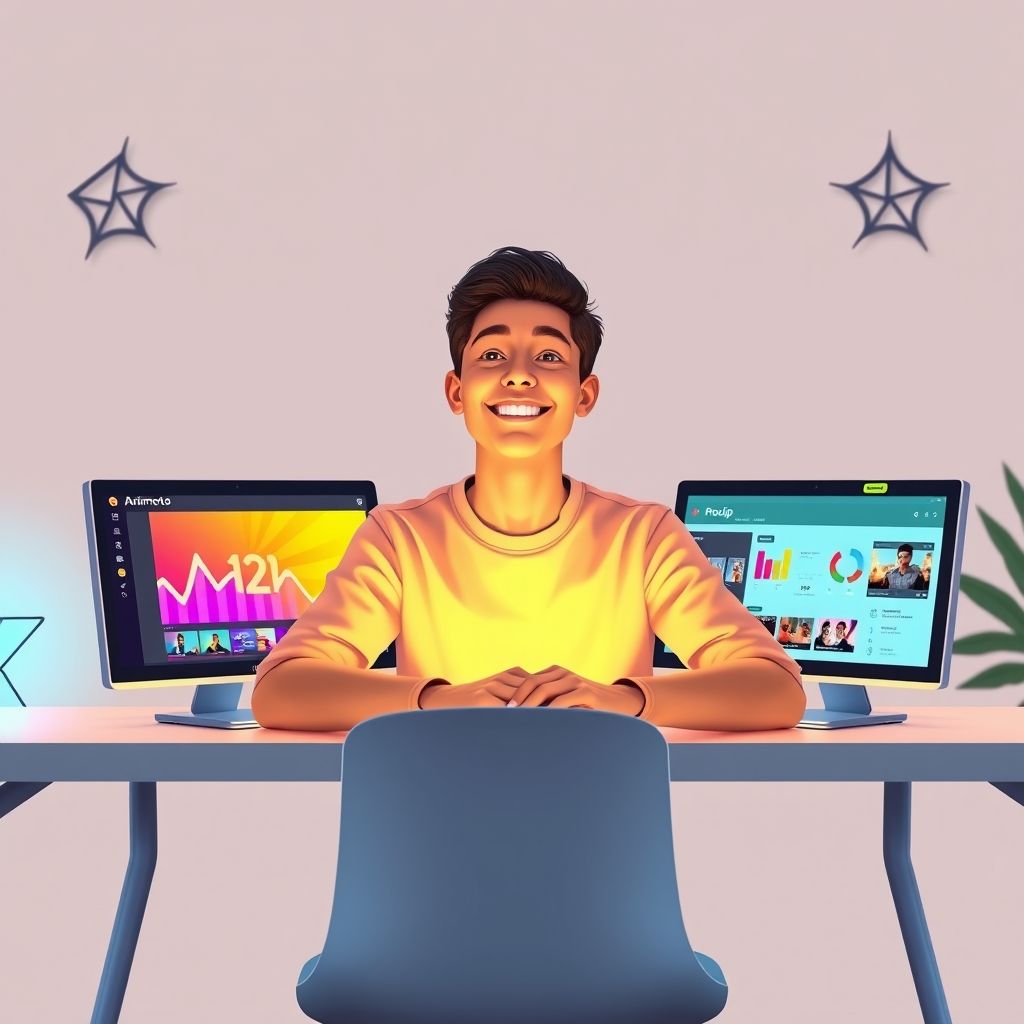 Happy person understanding Animoto vs ProClip AI