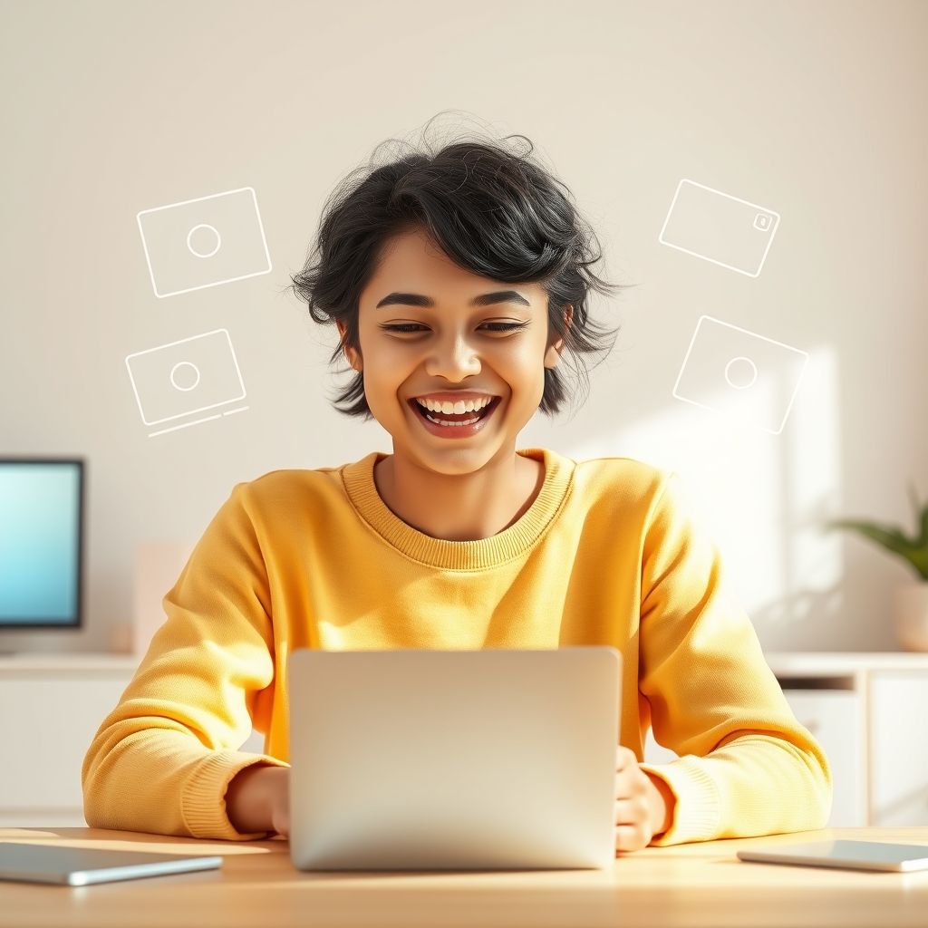 Happy person understanding Are text to faceless video tools beginner friendly