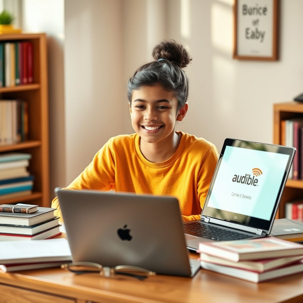 Happy person understanding are there any benefits for audible members who are students