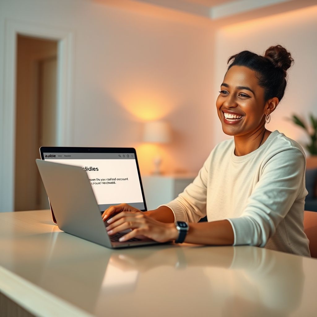 Happy person understanding audible account deactivation and reactivation