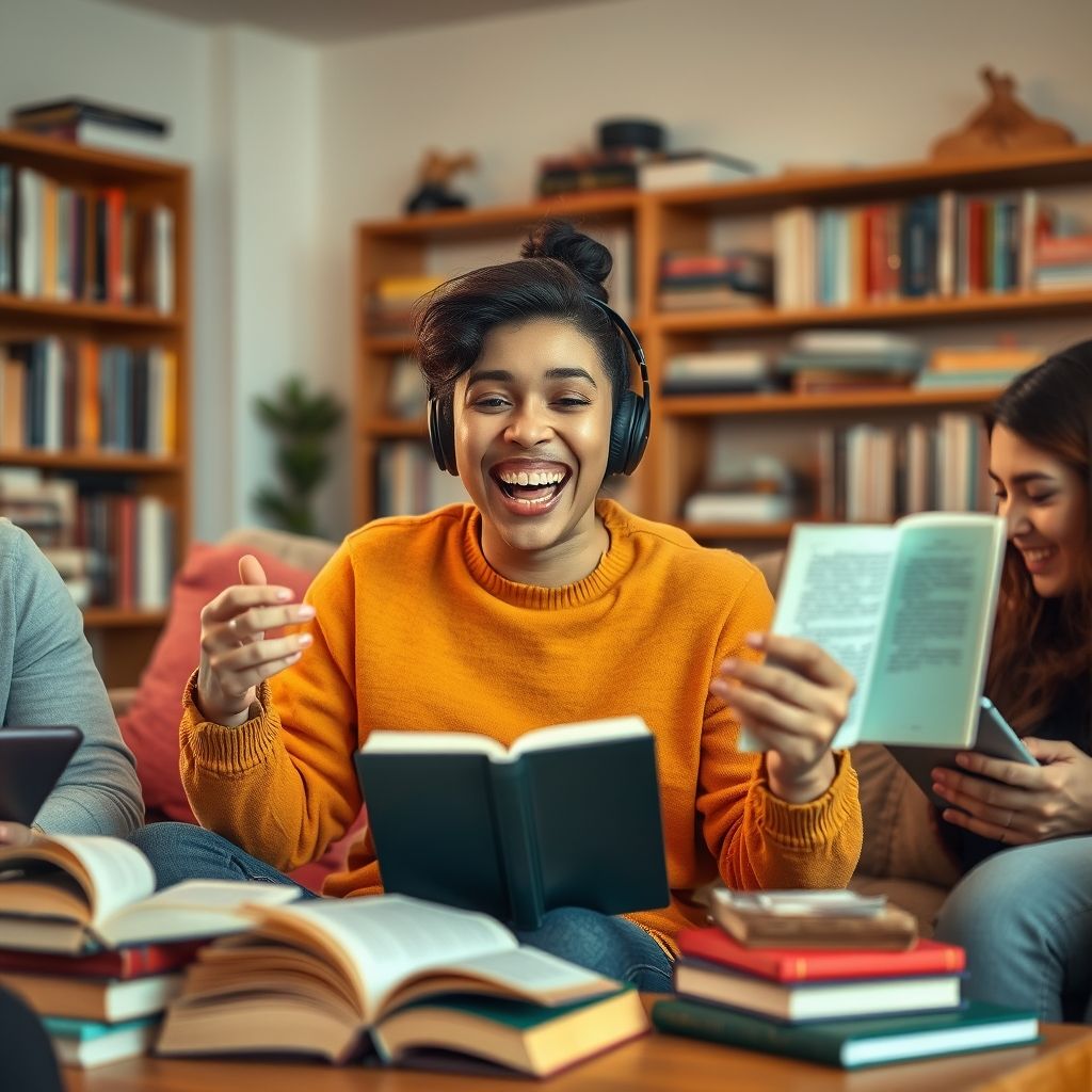 Happy person understanding audible subscription and sharing with non audible members