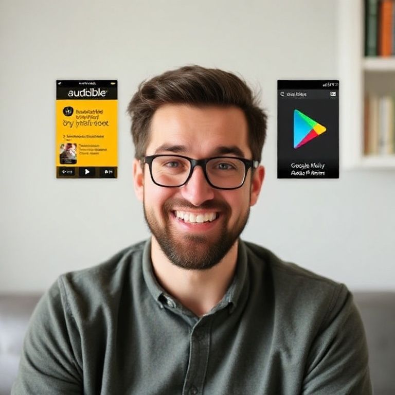 Happy person understanding audible vs google play audiobooks which offers better refund policy