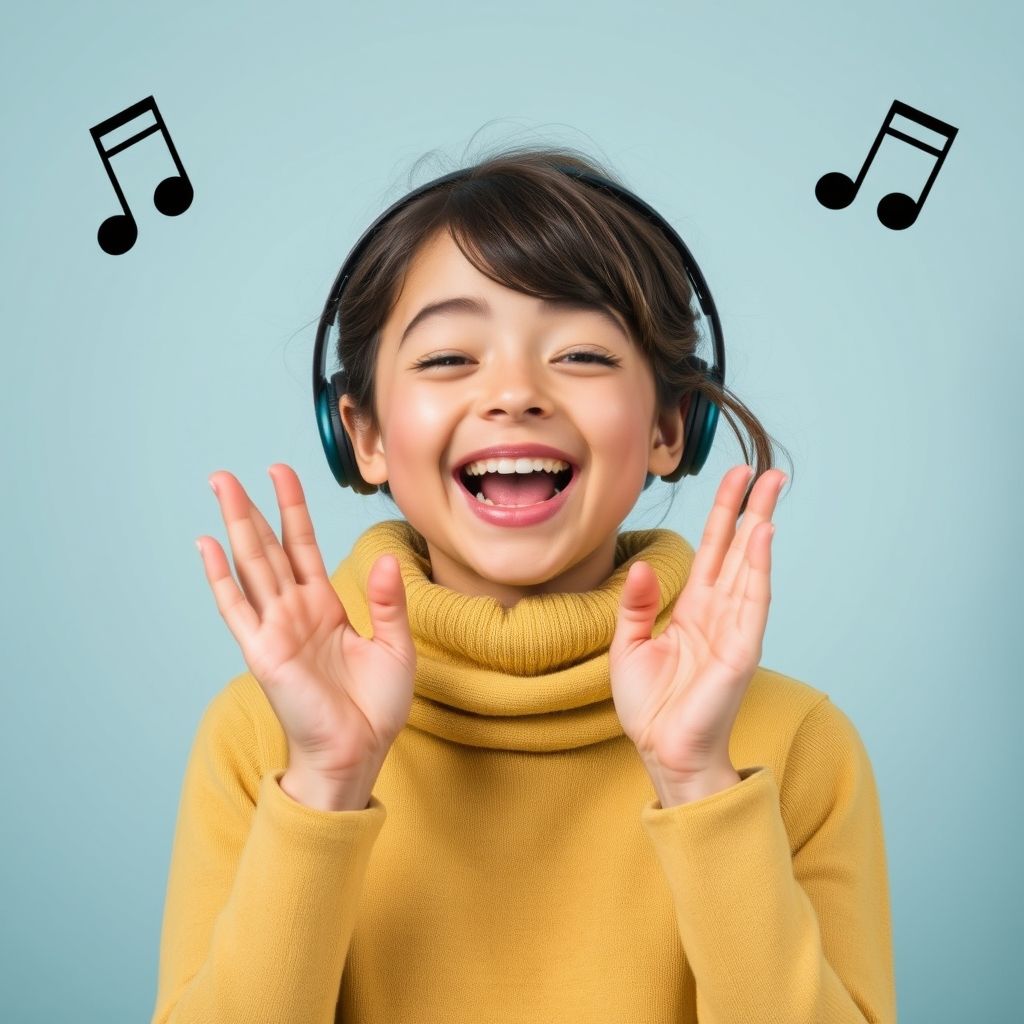 Happy person understanding clone your voice and sing any song