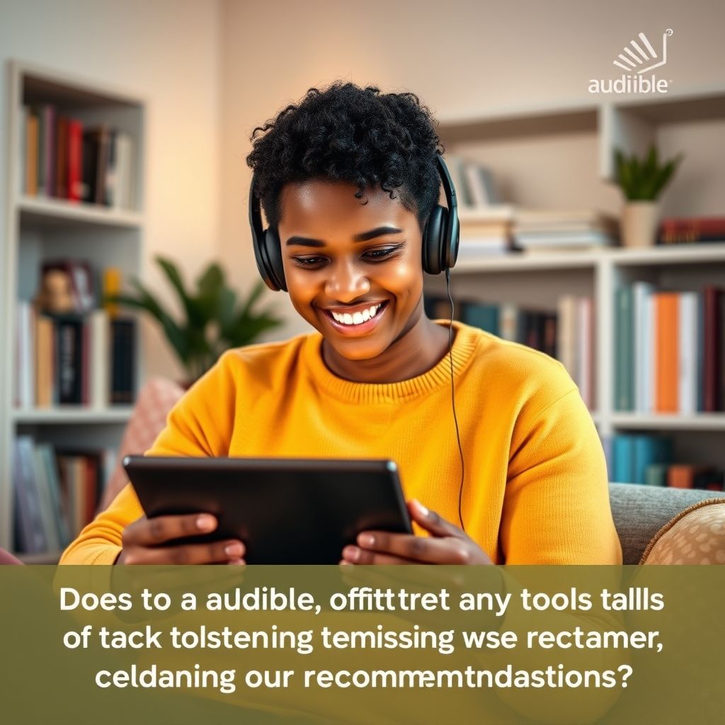 Happy person understanding does audible offer any tools for tracking listening progress or recommendations