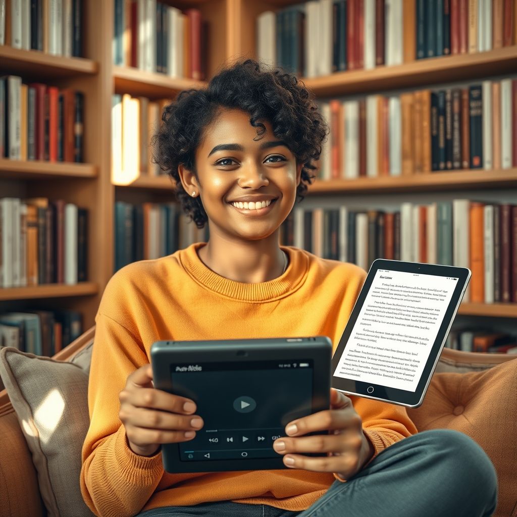 Happy person understanding does audible provide transcripts or text versions of audiobooks for reference