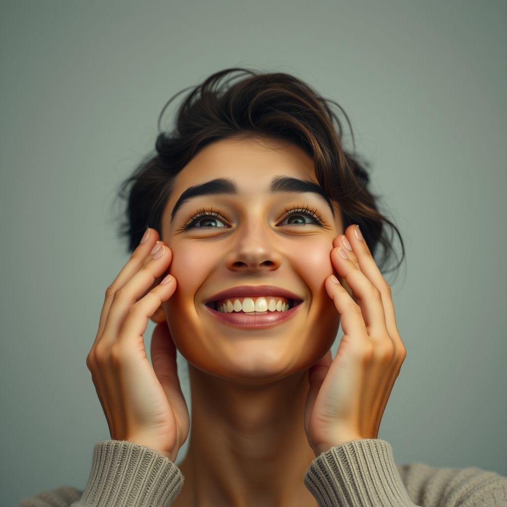 Happy person understanding dream face reveal video