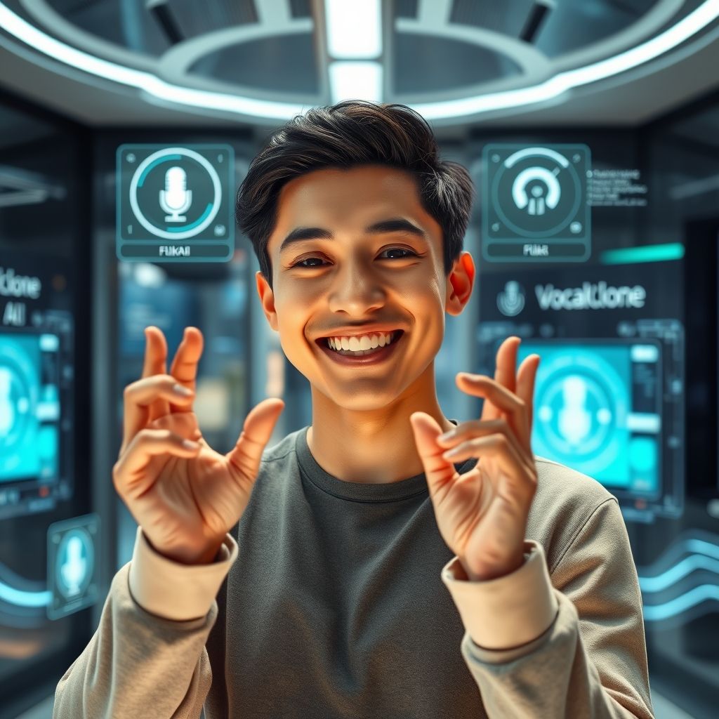 Happy person understanding Fliki AI vs VocalClone AI video integration