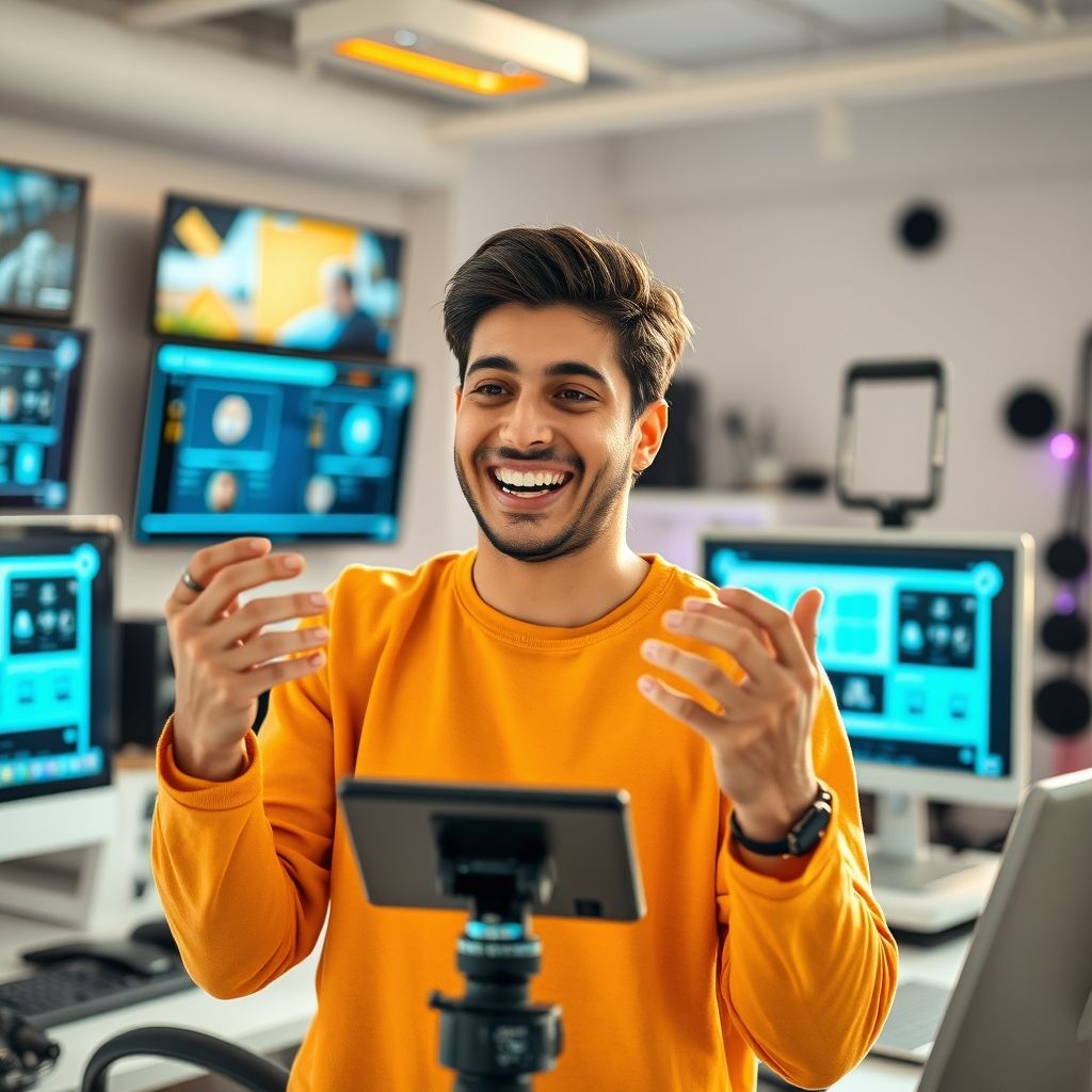 Happy person understanding HeyGen (formerly Movio) vs ProClip AI