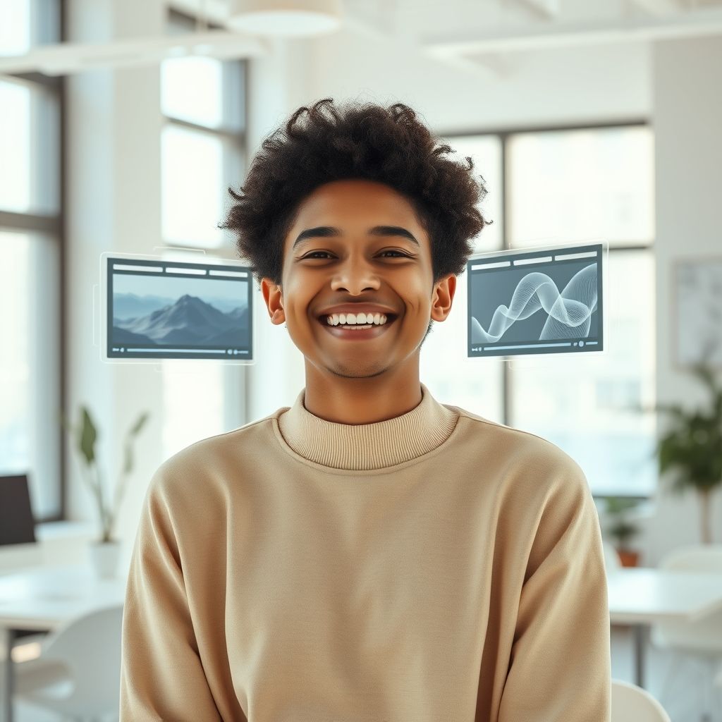 Happy person understanding How does AI handle storytelling in faceless videos