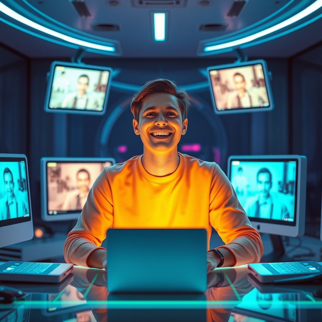 Happy person understanding How does AI personalize faceless video content