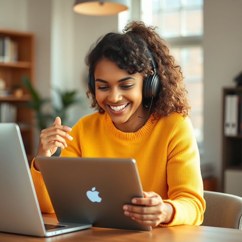 Happy person understanding how does audible handle customer support and assistance