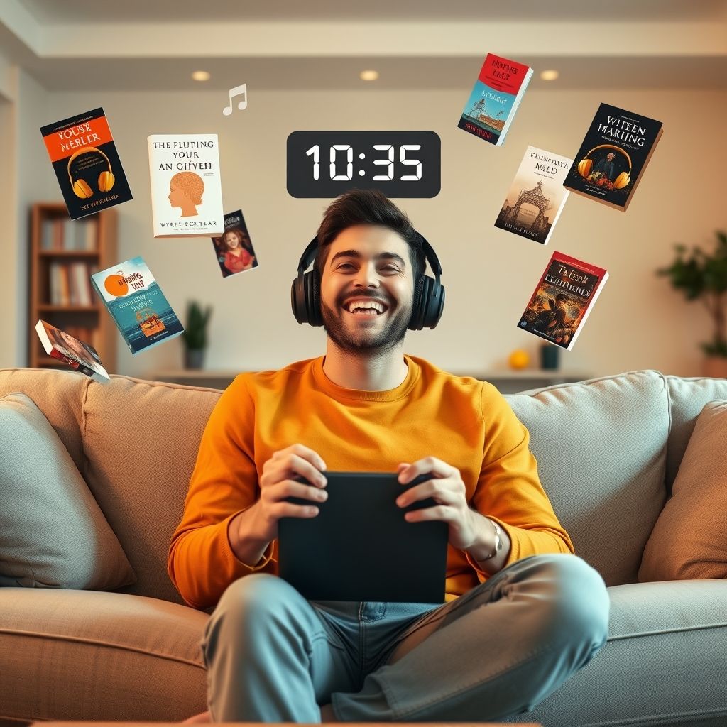 Happy person understanding how many audiobooks can i listen to with an audible subscription