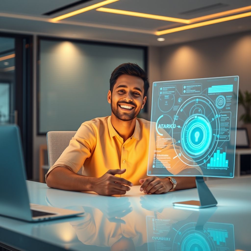 Happy person understanding How secure is AI voice cloning