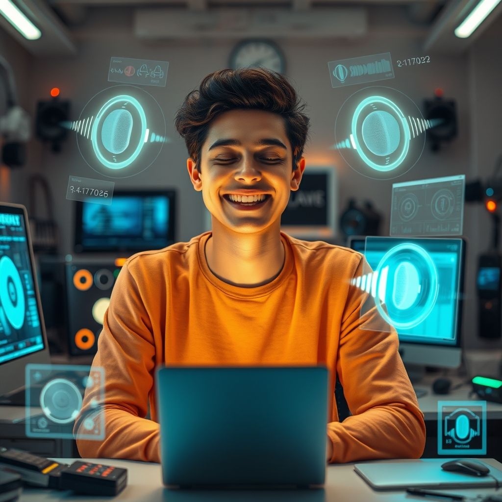 Happy person understanding How to clone voice AI