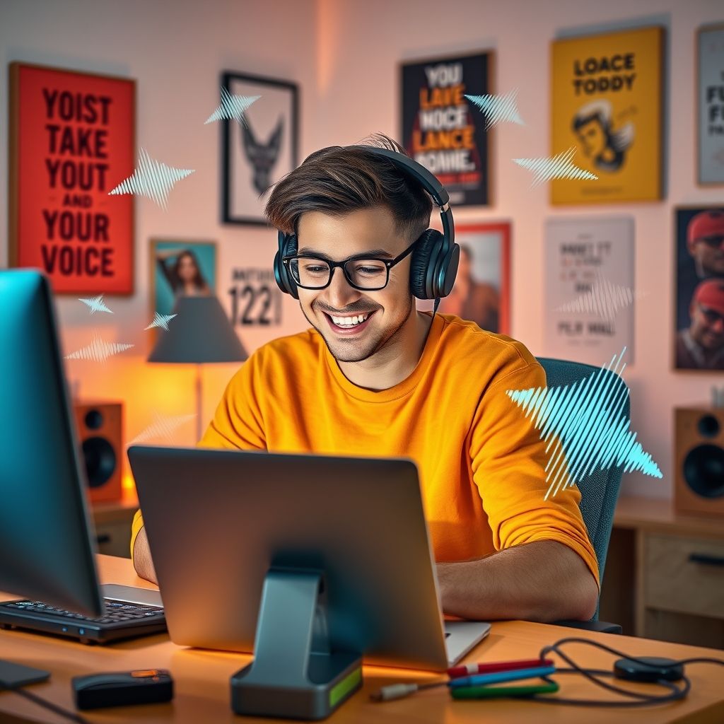 Happy person understanding how to clone your voice with invideo ai