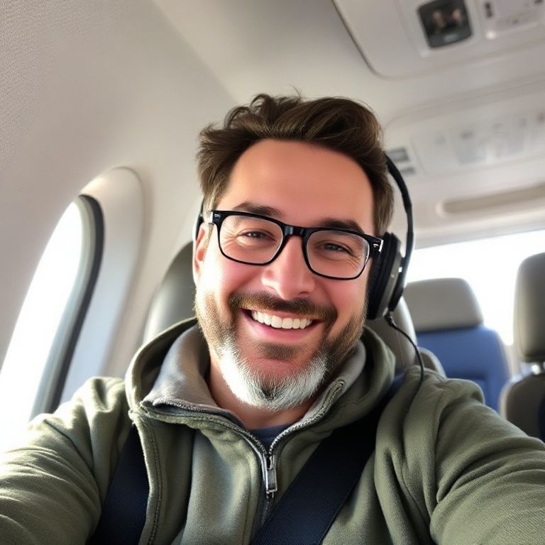 Happy person understanding how to listen to audible premium plus books offline during travel