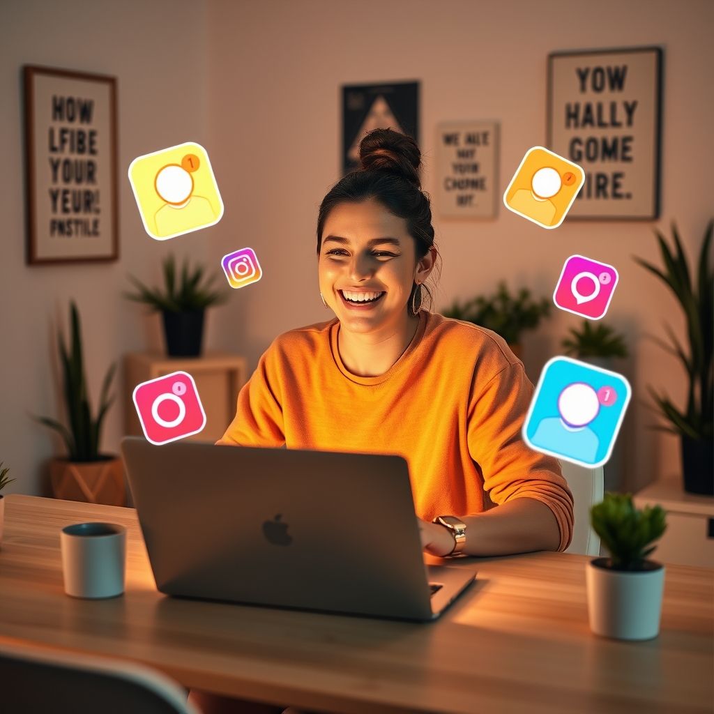 Happy person understanding how to make a faceless instagram account