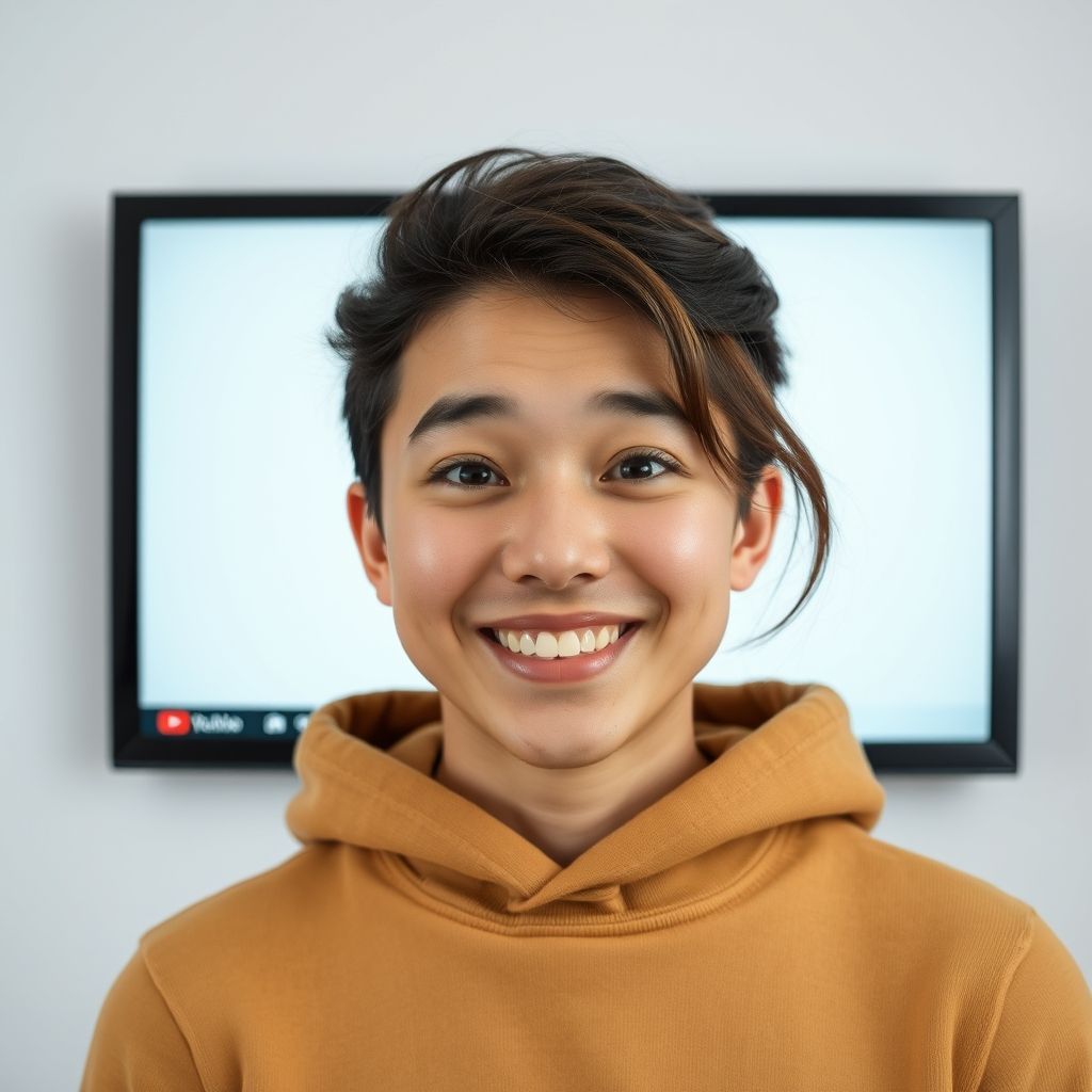Happy person understanding how to make faceless youtube videos using ai