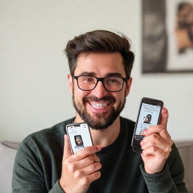 Happy person understanding how to transfer audible audiobooks between iphone and android devices