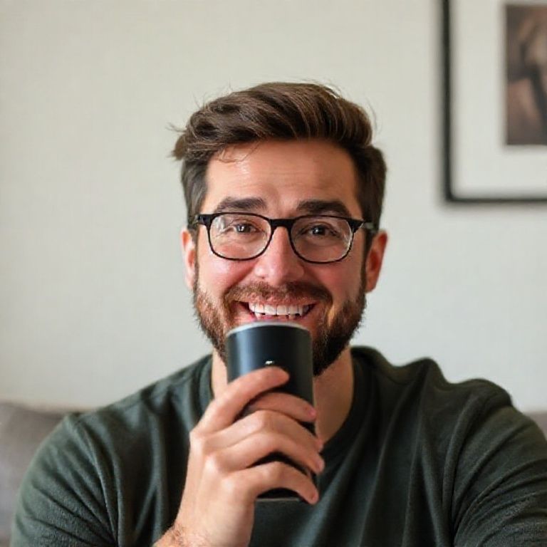 Happy person understanding how to use audible with amazon echo show display