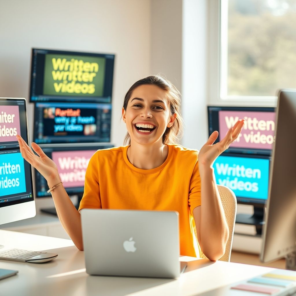 Happy person understanding How to use text to create explainer videos
