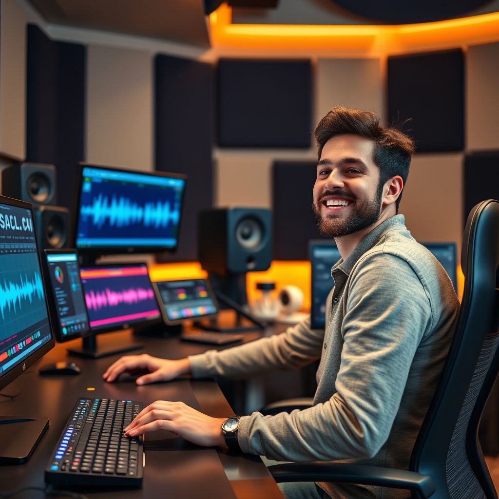 Happy person understanding How to use vocal clone in podcast